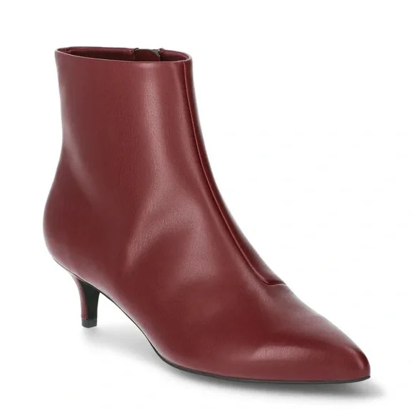 Scoop Women's Faux Leather Burgundy Kitten Heel Ankle Boots - Size 8 Like New - Picture 1 of 6